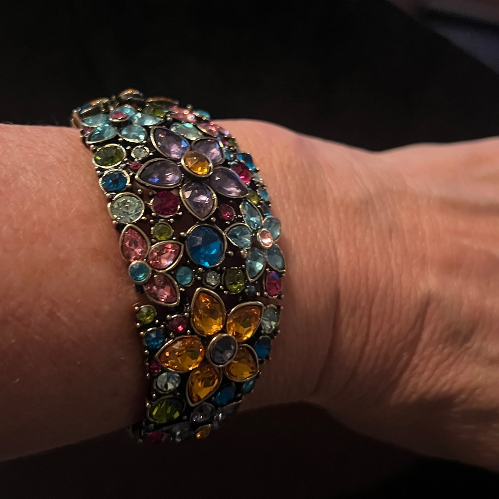 HEIDI DAUS "Fantasy In Florals" Swarovski Crystals Bracelet sz M/L NIB - Picture 9 of 9